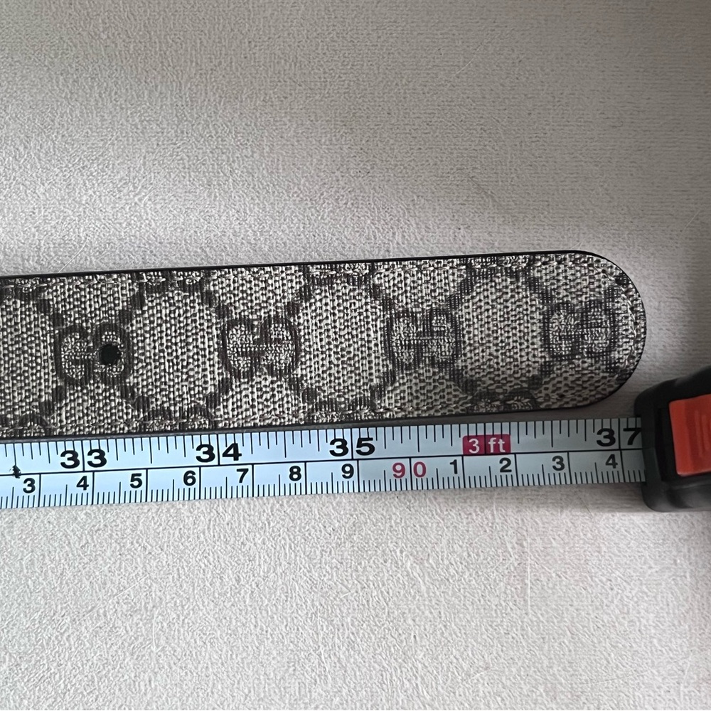 Gucci Brown GG Canvas Belt with Gold Double G Buckle (Monogram) - Picture 6 of 16
